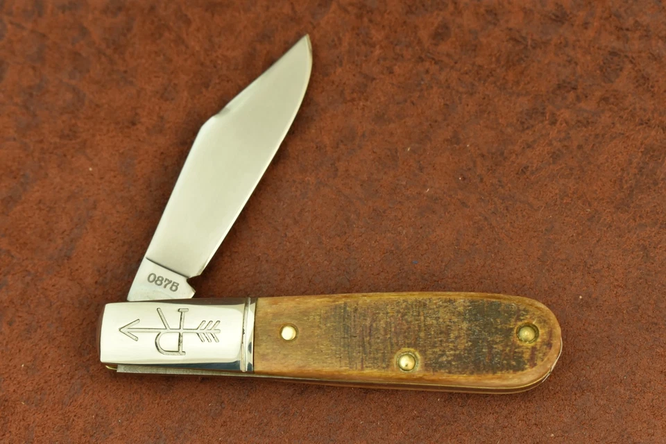 CUCHILLO BARLOW HUESO MARRÓN ASERRADO VINTAGE RUSSELL HECHO EN EE. UU. BONITO (27555) Foto 3 de 4