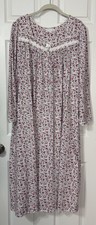 Eileen West Women’s Long Nightgown Size 2X Pink Gray Floral Pullover Long Sleeve