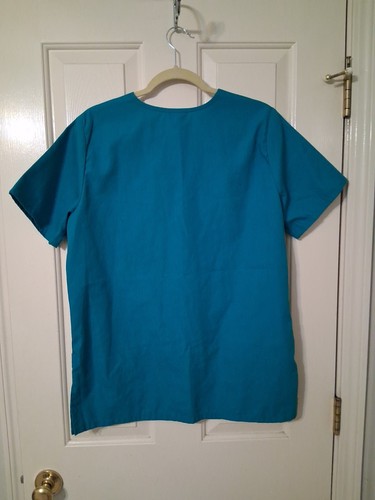 SIMPLY BASIC UNISEX SZ 12/14 (L) TEAL SHORT SLEEVE SNAP FRONT SCRUB TOP - Picture 6 of 6