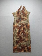 Fashion Nova Women Dress 3X Brown Animal Print Halter Neck Sleeveless Elegant