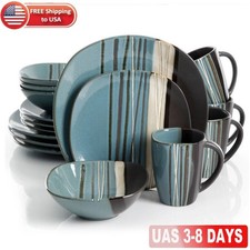 Bazaar Teal 16-piece Stoneware Dinnerware Set Kitchen Dinner Plates Bowls Mugs