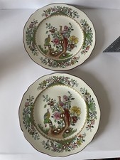 2 Vintage Antique Copeland Spode Asiatic Pheasant BIRD OF PARADISE Painted Plate