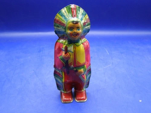 Vintage Chein? Tin Litho Dancing Indian Princess Wind-up toy 5 inch Nice