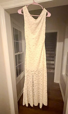 Altar'd State Ivory Lace Sleeveless Scoop Neck Sheath Full-Length Dress M