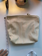 Handmade Makeup Bag from Vintage Striped Fabric   Cosmetic Travel Pouch