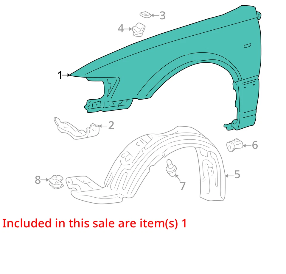 Guardabarros de pasajero Toyota Camry 1997-2001 Bu3ry Foto 2 de 3