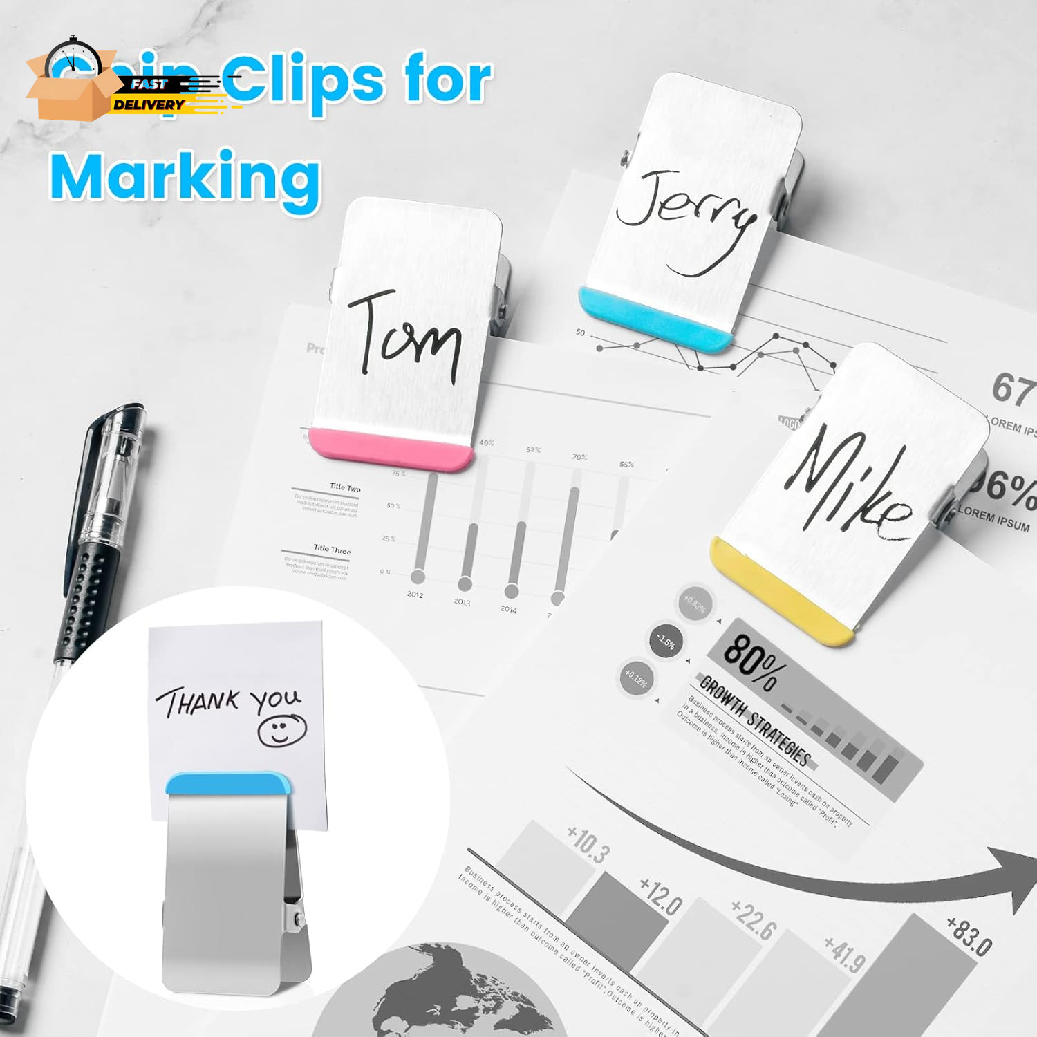 Bag Clips for Food, 6 Pack Metal Chip Clips with Colored Silicone, Heavy Duty C