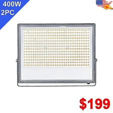 2 Pack 400W LED Flood Light Outdoor Garden Lamp Waterproof Spotlight 48000 Lms