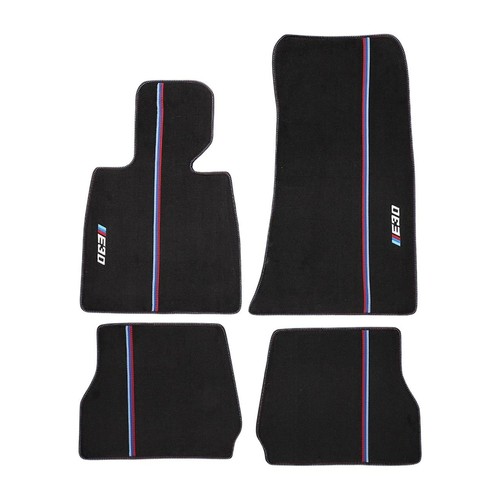BMW E30 Coupe 1982-1994 Black Carpet Floor Mats M Stripe M Stitch Custom Fit