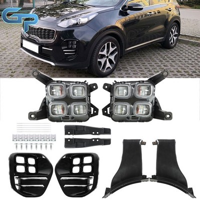 Fog Lights LED DRL Bumper Lamps Kit For Kia Sportage 2017-2018 Left+Right Side