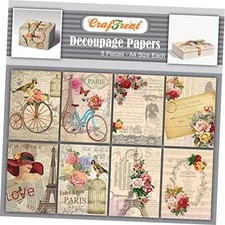 Vintage French Decoupage Paper A4 (8.3 x 11.7 Inch) &ndash; 8 Sheets &ndash; Paris Floral