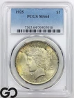 1925 Peace Dollar PCGS MS 64 ** Album Toner, Very Nice!