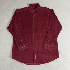 Vintage Timberland Burgundy Corduroy Button Down Shirt Small Hip Hop Outdoor 90s