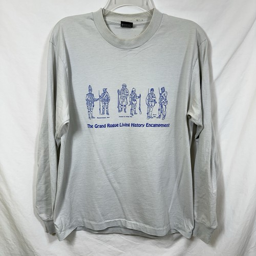 Vintage Distressed Single Stitch Grand Rogue Living History Encampment T-Shirt L - Picture 1 of 10