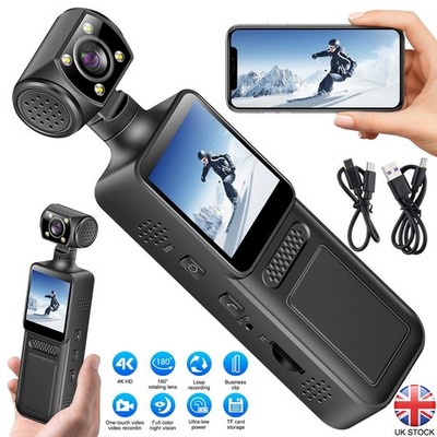 Handheld Vlog Kamera WiFi HD 4K mit drehbarem Objektiv für Video Sport Aufnahme UK