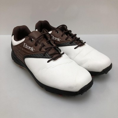 Etonic Shoes Mens Size 11.5 White Brown Leather Golf Spiked  display picture 1