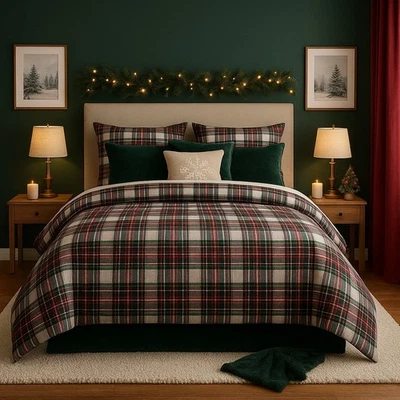 INTRECCI Parure Copripiumino 100% Cotone - Sacco Copripiumino e Federe Tartan Scozzese