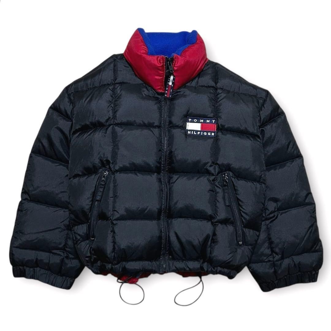 90s Tommy Hilfiger Cropped Puffer Down Jacket Black Women’s S From Japan