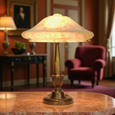 Original Art Deco Desk Lamp 1934 Engraved Brass Light Banker