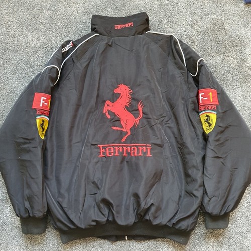 Scuderia Ferrari Jacket Mens Vintage Medium Racing Embroidered Black Full Zip - Picture 10 of 18