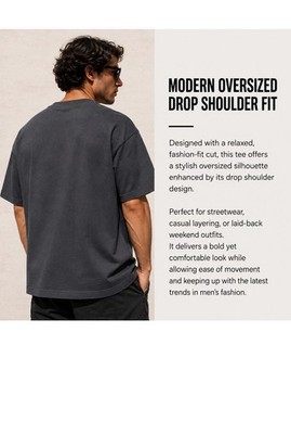 3-Pack Men's Loose Fit Oversized Heavyweight Cotton T-Shirt Short Sleeve-Gao