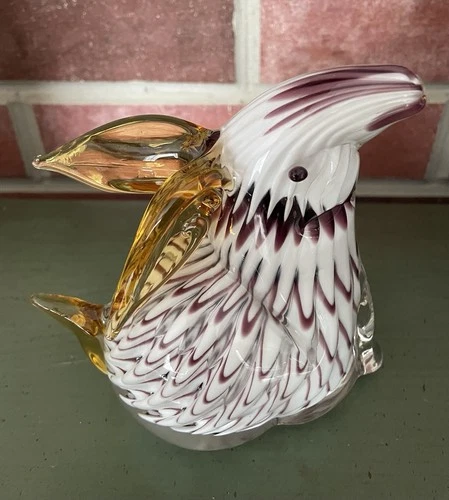 Vintage Italian Venetian Murano Glass Rabbit - Italy Art Glass Figurine