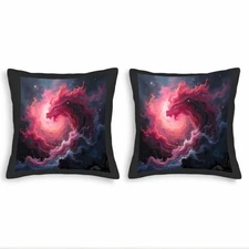Set of 2 18x18in Throw Pillow Covers - Cosmic Dragon Design for Couch Bed Car 