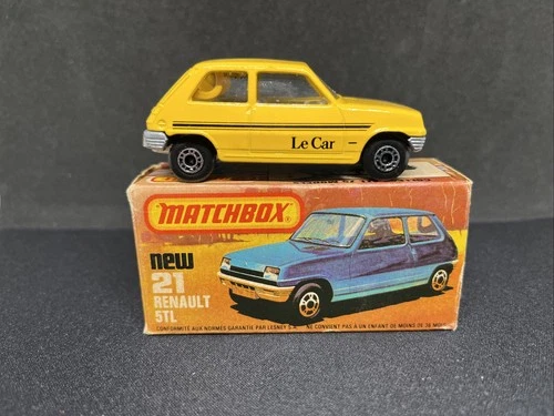 Matchbox Lesney Superfast 21C Renault 5TL Yellow Le Car Original Box 1978 Red
