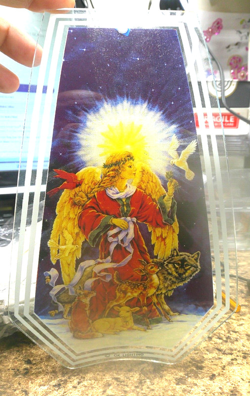 OK LIGHTING TOUCH LAMP REPLACEMENT 24" GLASS 1 Panel Angel & Animals