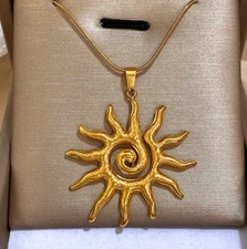 necklace woman gold plated chain charm sun pendant