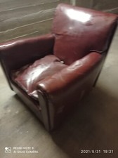 Coppia di poltrone in pelle vintage anni '50 , Colore Borgogna Frau.