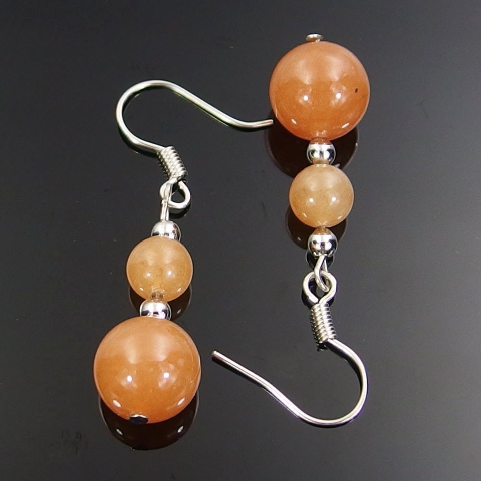 Stone Earrings Gold Natural Gemstone Dangle Earrings - 6mm - Foto 12