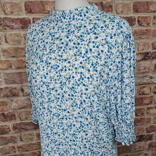 M&S x Ghost Dress Prairie White Blue Floral UK 18 Midi Length Ditsy 3/4 Sleeve - Picture 5 of 13