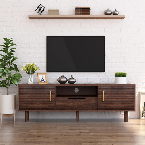 Mid-Century Modern TV Stand for Tvs up to 65" Wood TV Console Media Cabinet with - Picture 2 of 7