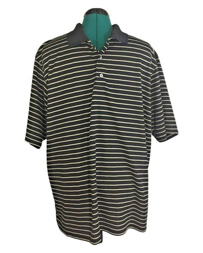 PGA Tour Polo Uomo Golf Shirt Atletica Nera Maglia a Righe Taglia XXL - Foto 1 di 5