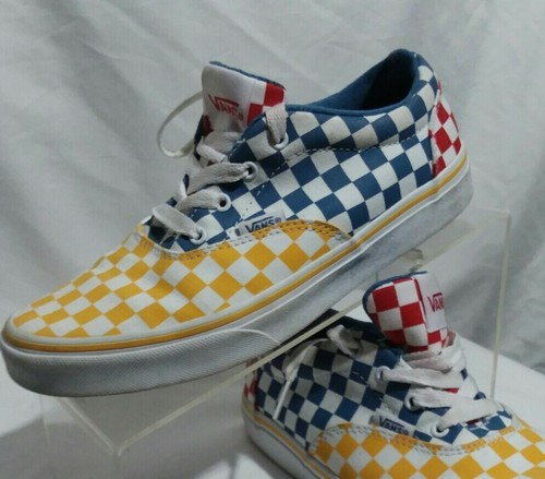 vans checkerboard red blue