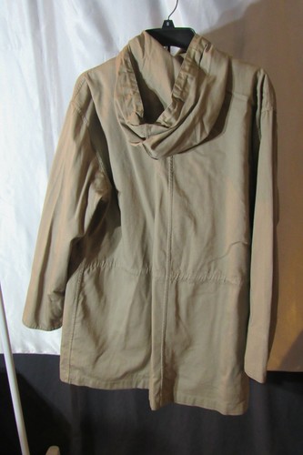 Women Khaki Zip Front Anorak w/Drawstring Hood/Removable Fleece lining Sz. Large - Picture 4 of 10