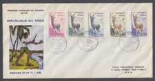 TOGO 1959 KOB ANTELOPE (x5) VALUES ON ILLUSTRATED FDC (ID:690/D64652)