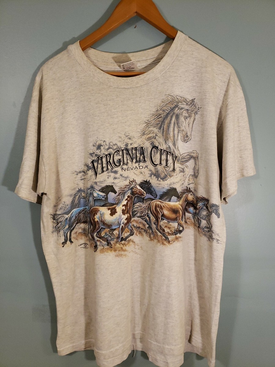 Vintage 90s L T Shirt Virginia City Nevada horse printed by anvil