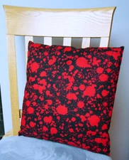 Red Blood Splatter on Black - Large Handmade 16x16" Accent or Throw Pillow
