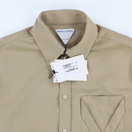 Bottega Veneta Beige Herringbone Cotton V Pocket Shirt | Size 39 (M) RRP $635 - Picture 6 of 8
