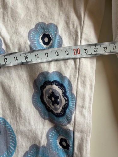 Schlaghose, Damen, 38. Conley's, weiss mit blauen Blumen, stretch, Flowerpower, - Bild 13 von 22