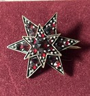 Star C Clasp Broach Antique Victorian Bohemian Garnet