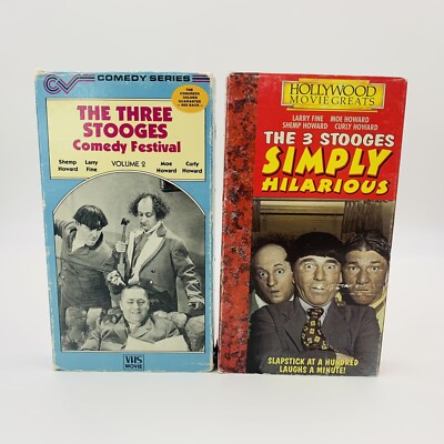 Three Stooges 2 VHS Tape Lot - Comedy Festival Vol 2 & Simply Hilarious 115 min 