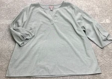 Chico's Top Women's 3 Gray Ribbed 3/4 Sleeve Striped Seer Sucker Cruise Resort