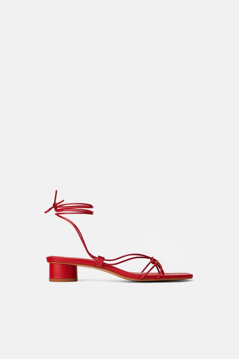 ZARA RED HEELED STRAPPY SANDALS PU 2843/001 2344/001 | eBay