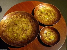 SET Mid Century Bovano Enamel Copper ZEN Plate Bowl Dish Modernist Retro