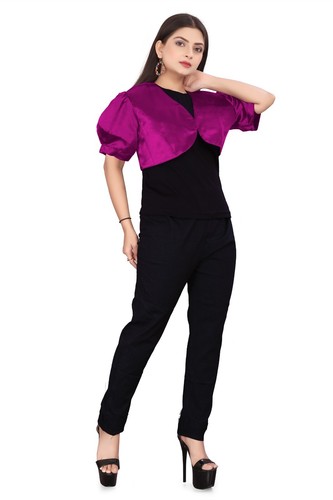 Satin Koti short sleeve Bolero Shrug Jacket Party Wear CasualWear Plus Size S109 - Picture 99 of 210