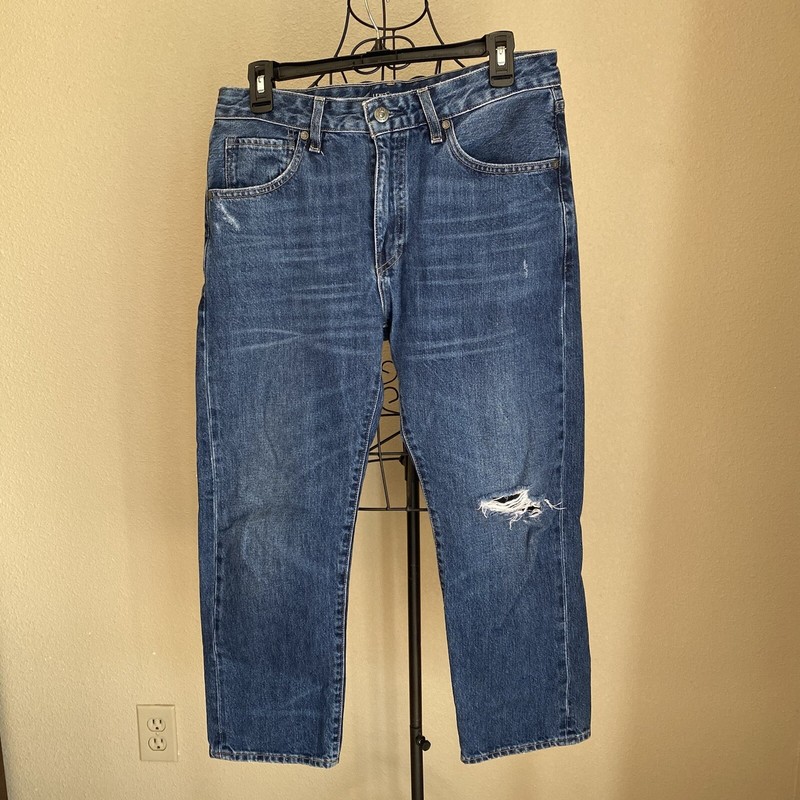 Levi’s Made & Crafted Jeans Crop Dark Wash Distressed Denim Size 29