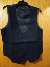 Alizeal Mens 4 Buttons U-Neck Business Suit Vest Regular Fit Single Breasted Med